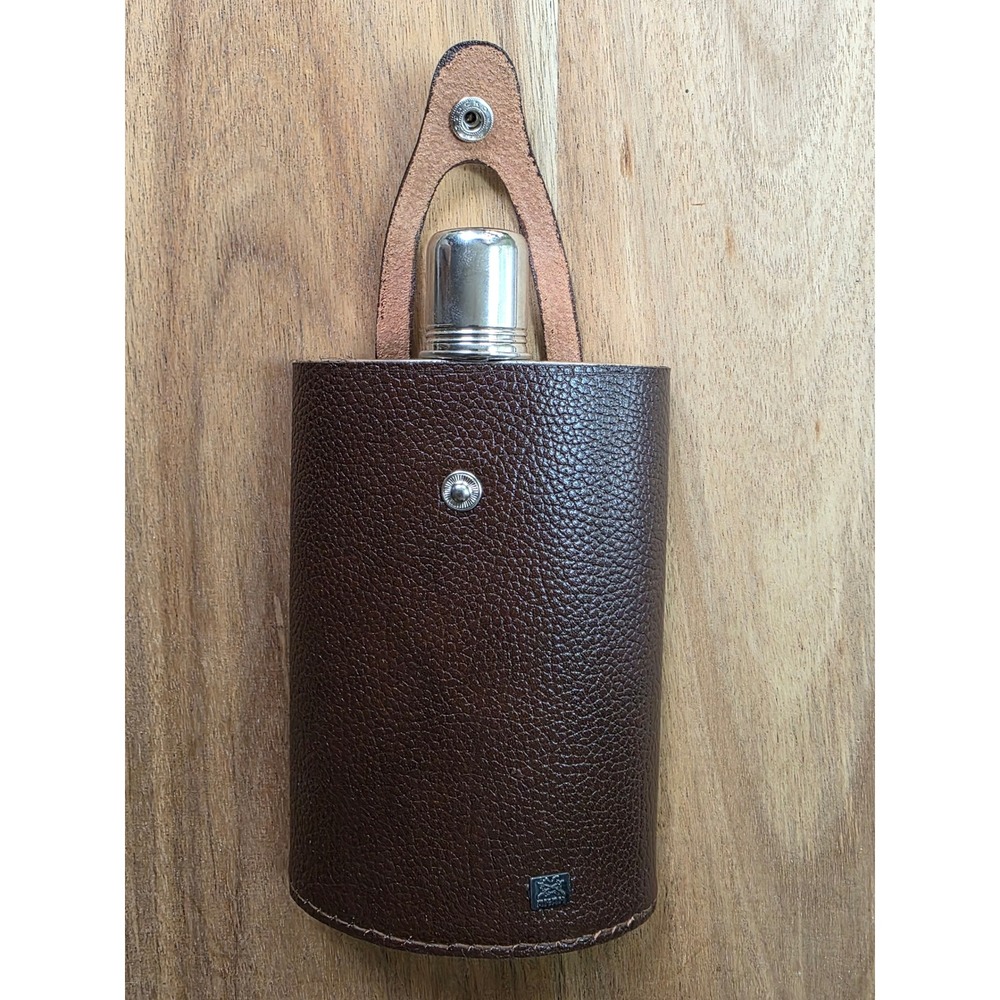 AKAH Jagerflasche Vintage Hip Flask Brown Leather Stainless Steel Hunting 78020 - Picture 12 of 16
